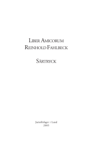 Liber Amicorum Reinhold Fahlbeck