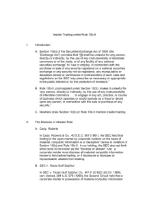 Insider Trading under Rule 10b-5 I. Introduction A. Section