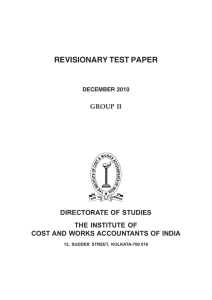 REVISIONARY TEST PAPER - The Institute of Cost Accountants of