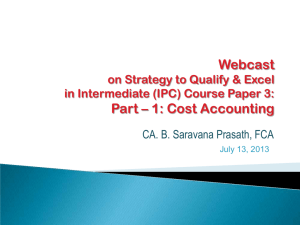 Webcast Part – 1: Cost Accounting