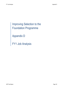 FY1 Job Analysis - Improving Selection to the Foundation Programme