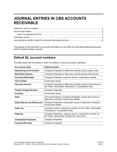 Journal Entries in CBS Accounts Receivable