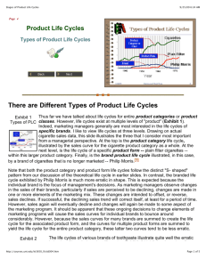 Stages of Product Life Cycles