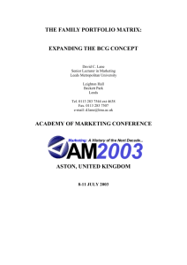 THE FAMILY PORTFOLIO MATRIX: EXPANDING THE BCG