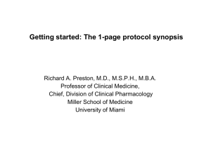 Getting started: The 1-page protocol synopsis