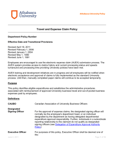 Travel and Expense Claim Policy - Office of the University Secretariat