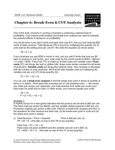 Break-Even & CVP Analysis - VCC Library