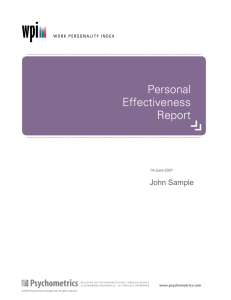 WPI Personal Effectiveness Report