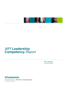 WPI Leadership Competency Report