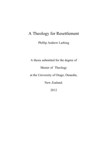 A Theology for Resettlement - Otago University Research Archive