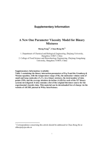 A New One Parameter Viscosity Model for Binary Mixtures