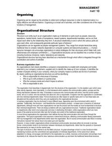 MANAGEMENT Organizing Organizing Organizational Structure