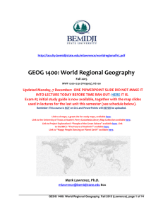 World Regional Geography, Fall 2015