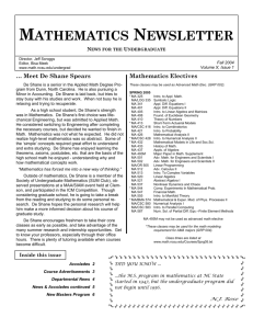 mathematics newsletter - Department of Mathematics