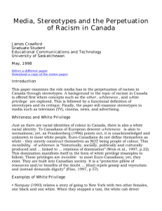 Media, Stereotypes and the Perpetuation of Racism in Canada