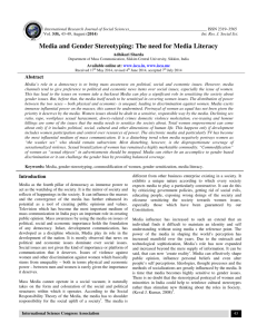Media and Gender Stereotyping: The need for Media Literacy