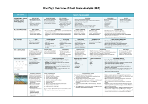 One Page Plan Overview of Root Cause Analysis