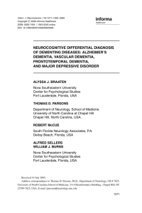 neurocognitive differential diagnosis of dementing diseases