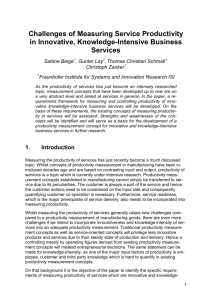 Challenges of Measuring Service Productivity in Innovative