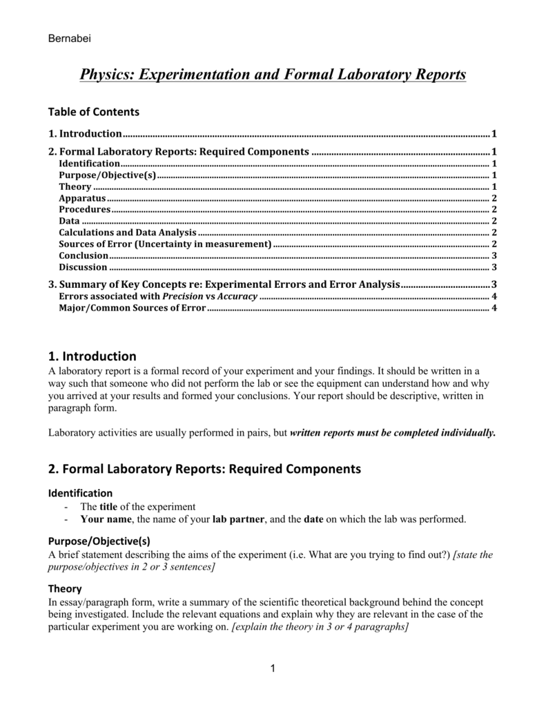 Writing formal lab reports - guide