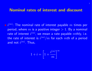 Nominal rates of interest and discount