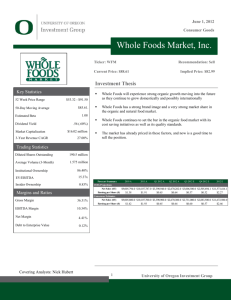 Whole Foods Market, Inc. - University of Oregon Investment Group