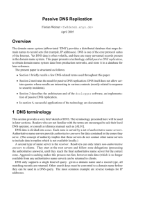 Passive DNS Replication Overview 1 DNS terminology