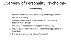 Overview of Personality Psychology