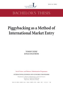 Piggybacking as a Method of International Market Entry