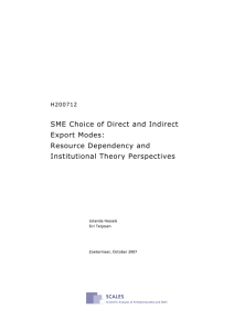 SME Choice of Direct and Indirect Export Modes