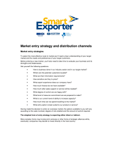 Market entry strategy and distribution channels