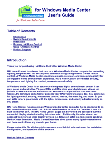 for Windows Media Center User's Guide Table of Contents
