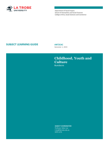 Childhood, Youth and Culture - Anthropology of Children and Youth