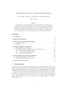 Optimization Theory in Financial Engineering