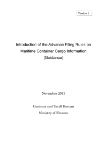 Introduction of the Advance Filing Rules on Maritime