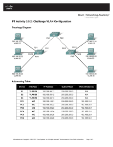 PT Activity 3.5.2: Challenge VLAN Configuration