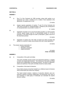 SECTION A ANSWER 1 (a) (i) Sec 21 of the Contracts Act 1959