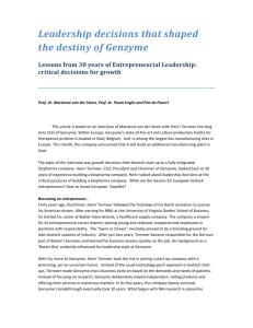 Leadership decisions that shaped the destiny of Genzyme