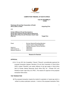 COMPETITION TRIBUNAL OF SOUTH AFRICA Case No:55/LM