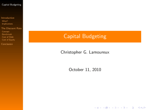 Talk to Fin 512 on Capital Budgeting
