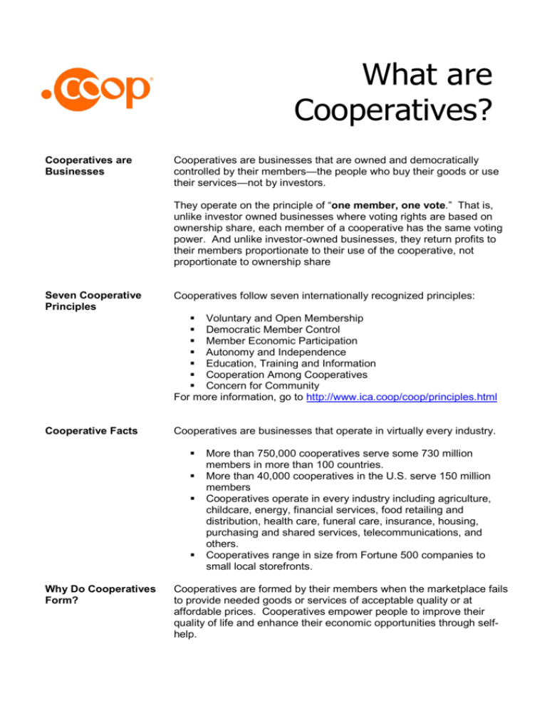 What Are Co operatives