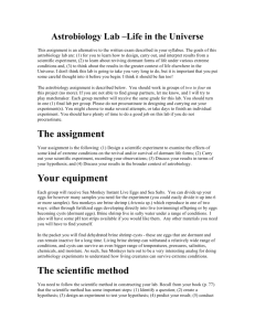 The assignment Your equipment The scientific method