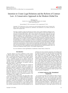 Intention to Create Legal Relations and the Reform of Contract Law