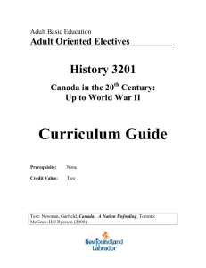 History 3201 Curriculum Guide - Department of Advanced Education