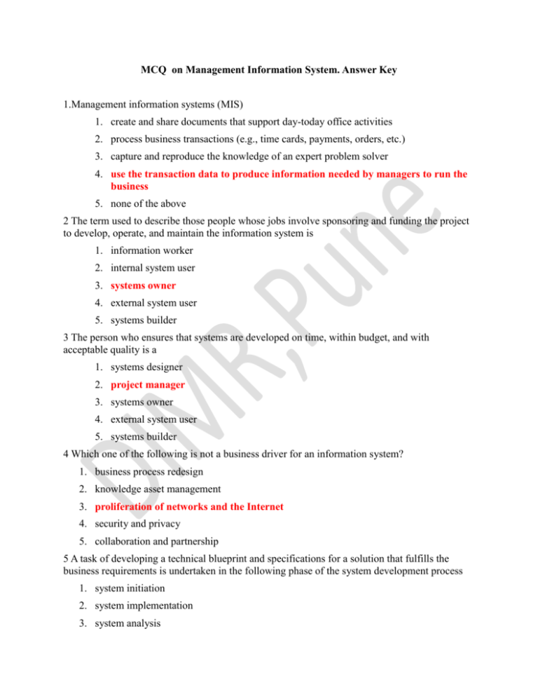 mcq-on-management-information-system