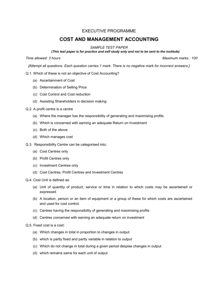 cost and management accounting assignment 1