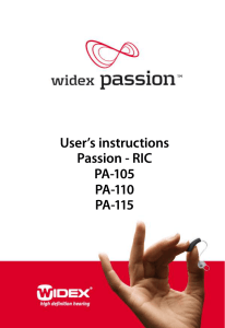 User's instructions Passion - RIC PA-105 PA-110 PA-115