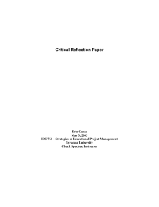Critical Reflection Paper