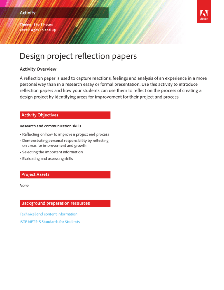 project reflection assignment