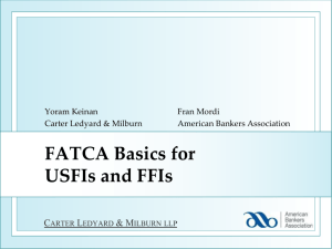 FATCA Basics for USFIs and FFIs